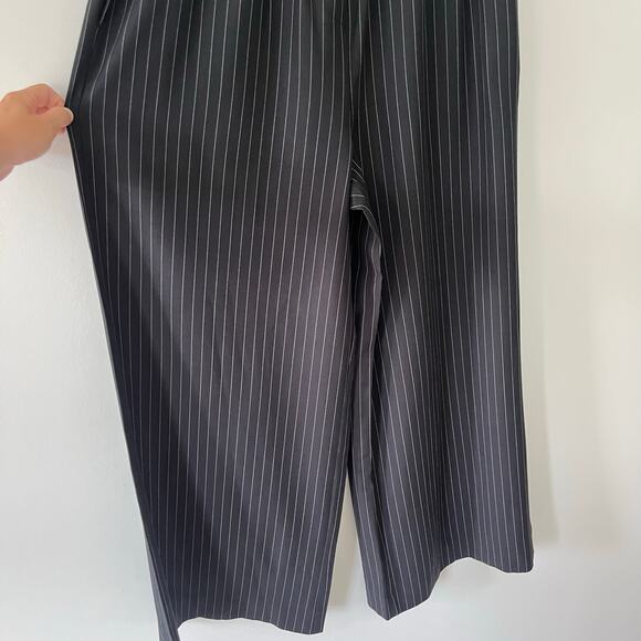 Reformation Black and White Pinstripe Tully Wide Leg Pull On Pant, Size XL - Picture 16 of 16